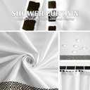 AOFOTO Bohemian Shower Curtain Tassel Boho Black and White Striped Geometric Pattern Shower Curtains for Bathroom Waterproof Bath Curtain Sets with Hooks Bathroom Home Decor 59x70 Inches