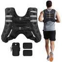 PACEARTH Weighted Vest,6lb/8lb/10lb/12lb/16lb/20lb/25lb/30lb Weight Vest with Reflective Stripe, Body Weight Vests for Women, Men, Weight Loss Workout, Strength Training, Running, Walking, Jogging