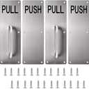 Sumnacon 12 Inch Stainless Steel Door Handle Pull and Push Plate Silver 2 Sets-for Home/Office/Warehouse/Public Places and Suitable of Wooden/Composite Door with Screws