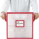 Sattiyrch Plastic Christmas Ornament Storage Box,4 Tray Customizable Divider, Zippered Closure, Dust-Proof, Collapsible, Dual Handles,Holds Up to 64 x 2.36 Ornaments,for Garage/Attic/Basement Storage