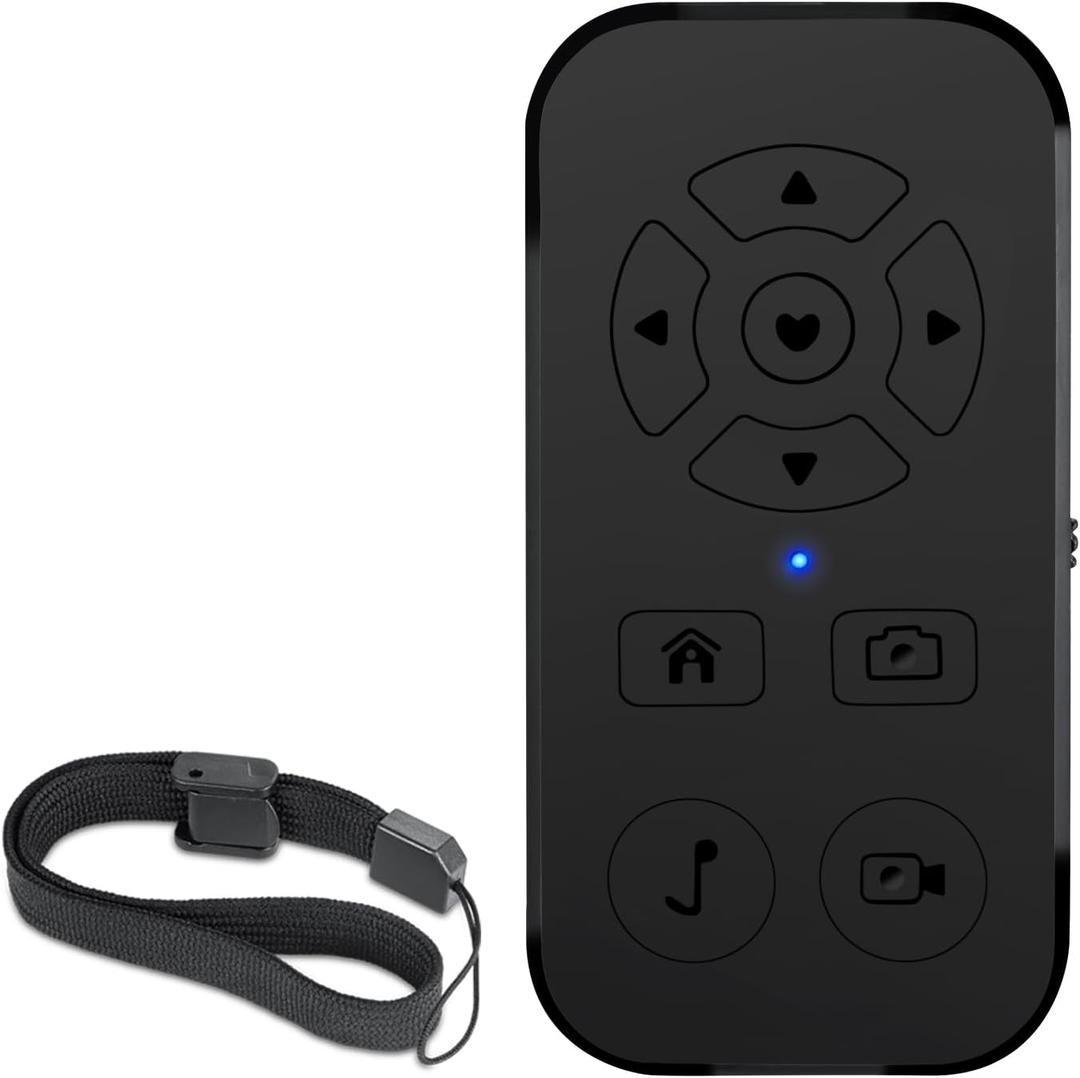 Remote Control for TikTok, Page Turner for Kindle App, Wireless Scrolling Camera Video Recording Remote for TIK Tok, iPhone, iPad, iOS, Android (Black-TK)
