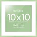 Homeforia 10x10 Picture Frame Sage Green, High End Metal 10 by 10 Square Frames with Mat 8 x 8 Photo, 10by10 Poster Frame Matted to 8x8 Art, Wall or Tabletop Frames, Tempered Glass, Wall Kit, Set of 1