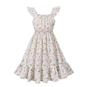 Girls Summer Floral Dresses A Line Halter and Ruffle Hem High Waist Spring Midi Dress Girls Pink Floral Dresses Size 11 Teen Girl Clothes