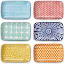 Selamica Ceramic 8-inch Rectangular Salad Plates, Dinner Plates, Pasta Dessert Plates for Appetizer, Sushi, Fruit - Microwave/oven/Dishwasher Safe, Set of 6, Assorted Colors