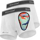 Davion 2-Pack Boys Underwear with 1 Soft Protective Athletic Cup Youth Briefs for Football, Baseball, Lacrosse (Medium, White)