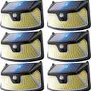 152LED Solar Motion Light Outdoor, 850LM Super Bright 3-Mode Motion Sensor Light, IP65 Waterproof, 270 Wide-Angle Security Light, Solar Powered Flood Lamp for Garden, Wall, Fence, and Garage (6 Pack)