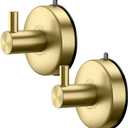 DGYB Suction Cup Hooks for Shower Set of 2 Gold Towel Hooks for Bathrooms SUS 304 Stainless Steel Shower Hooks for Loofah 15 Lb Bathroom Hooks for Towels