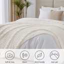 BEDELITE King Size Blanket for Bed, 300GSM Soft & Warm Fleece Blanket, Decorative and Giftable Striped Cream White Blankets for Women, Men, 108"x90"