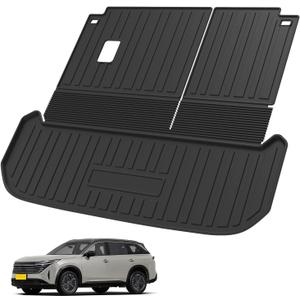 Elsetyler Custom Fit for Cargo Mat 2022-2024 2025 Nissan Pathfinder - Black TPE All Weather Waterproof Rear Cargo Liner Rear Trunk Liner Back Seat Cover Protector(Trunk Mats with Backrest Mat)