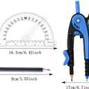 3 x Unjoo Compass and Protractor Set, 6 Inch Swing Arm Protractor (Dark Blue)