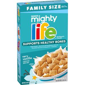 2 x Quaker Mighty Life Multigrain Cereal, Very Vanilla, Bone Health Support, 22.3 Oz Family Size