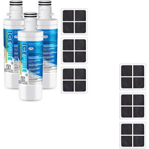 ICEPURE RWF4700AC Replacement for LG LT1000P MDJ64844601 ADQ74793501 LT1000PC, Kenmore Elite 9980 ADQ74793502 LRFXC2416S Refrigerator filter 3PACK and LT120F Air Filter 6 PACK