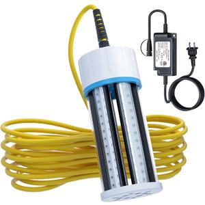 Underwater Fishing Light, 110V & 12V Super Bright Green LED Submersible Light Attractants for Docks, Boats or Kayaks, IP68 Rated for Fresh & Salt Water (30ft Cable)