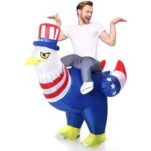 WinnerWhy Inflatable Eagle Bald Bird Costume for Adult Student Teacher Independence Day Blow up Costumes for Patriotic Day(Flag)