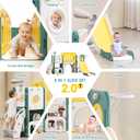 MOCUTEEN 8-in-1 Toddler Climber and Slide Playset with Basketball Hoop - Indoor/Outdoor Playground Gym Activity Center for Kids