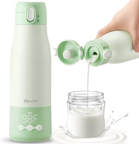 CapyBud Portable Bottle Warmer, 12Oz Cordless Travel Bottle Warmer for Breastmilk, Formula, Water, 9000mAh Long-Lasting Battery, 3Mins Fast Heating, 5 Levels Smart Temp Control, Keep Warm On The Go