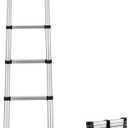 RecPro RV Aluminum Telescoping Ladder | Collapsible Extension Ladder (12.5 FT) Silver