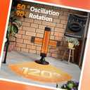 Outdoor Electric Patio Heater, 500W / 1000W Infrared Heater with Carbon Fiber Heating 90° Rotatable 50° Oscillation Portable Floor Heater for Patio, Porch, Garage and Workshop, Black