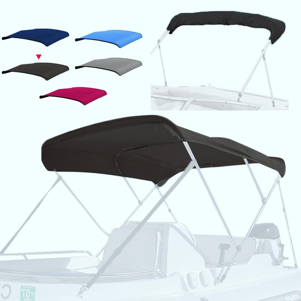 4 Bow Marine Grade Bimini Top Replacement Cover, Heavy-Duty Waterproof and UV-Proof Boat Canopy, Fade and Crack Resistant Easy Install Zipper Sleeves Boat Awning/Without Frame,Burgundy