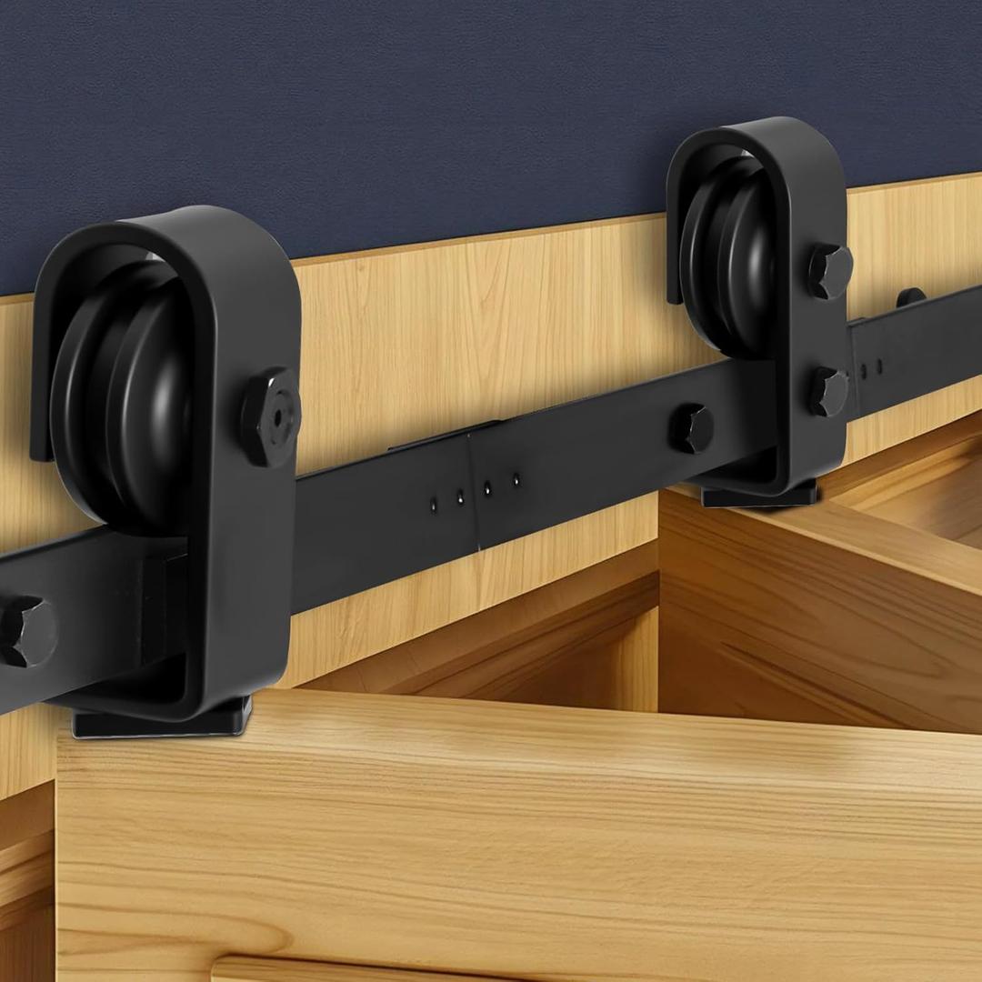 VEVOR 36" Bi-Folding Sliding Barn Door Hardware Track Kit, Bifold Sliding Door Hardware, Slide Smoothly Quietly, Heavy Duty, Easy to Install, for Two 16" Closet Pantry Laundry Barn Doors [No Door]