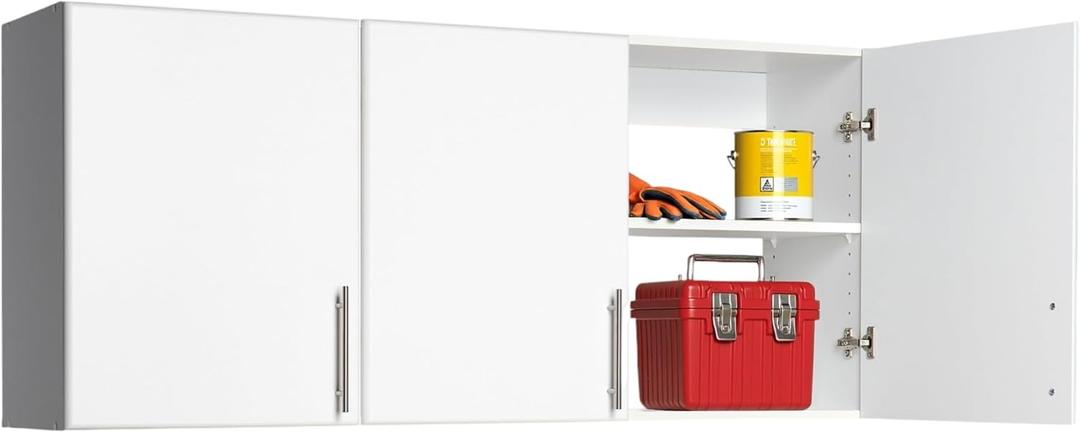 Prepac Elite 54" Wall Cabinet, White Storage Cabinet with 2 Adjustable Shelves, Storage for Pantry, Kitchen and Bathroom 12" D x 54" W x 24" H
