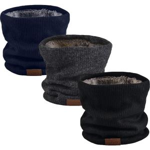 NovForth Winter Neck Warmer Men Ski, Neck Gaiter Face Scarf Women, Fleece Scarf for Men Gaiter Mask, Thick Windproof Scarves (Black Grey Navy)