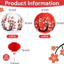 28 Pcs Japanese Lantern Hibachi Party Decorations Chinese Paper Decor Includes 6 Red, 2 White, and 20 11.8 Inch Small Lantern Plum Blossom for Chinese New Year