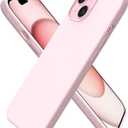 ORNARTO Compatible with iPhone 15 Case 6.1, Slim Liquid Silicone 3 Layers Full Covered Soft Gel Rubber Phone Case, Anti-Scratch Shockproof Protective Cover 6.1 Inch, Chalk Pink