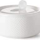 Large Ceramic Bowls with Lids: 32 oz Microwave Safe Food Storage Containers for Soup Salad Meal Prep Lunch Picnic Camping - 6 Inch, Set of 1 (White)