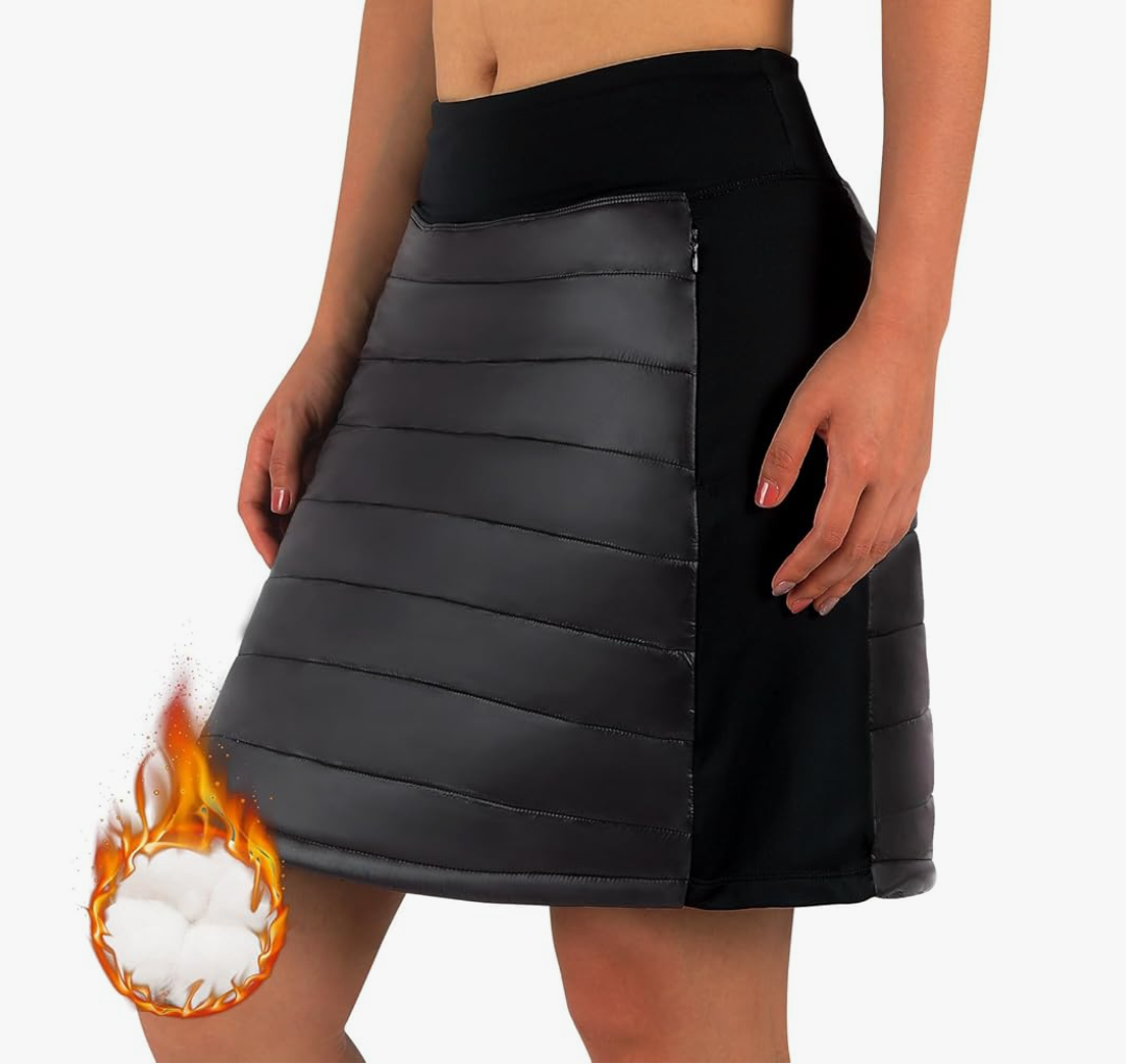 ANIVIVO Women Puffer Insulated Skirts,Down Quilted Skorts Winter Outdoor Skirt with Zipper Pockets, Size  2 XL