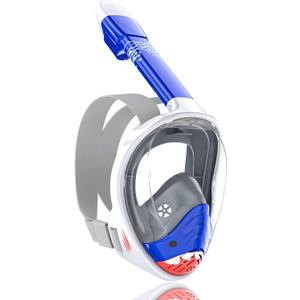 QingSong Kids Snorkel Mask Full Face, Snorkeling Set with Camera Mount, Foldable 180 Degree Panoramic View Snorkeling Gear Anti-Fog Anti-Leak (X-Small, Blue dink)