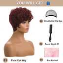 MOONSHOW Short Pixie Wigs for Black Women Wine Red Pixie Cut Wig Burgundy Short Curly Wigs for Black Women Synthetic 99J Color Short Hair Wig for Women Wine Red Layered Pixie Wigs(Burgundy)