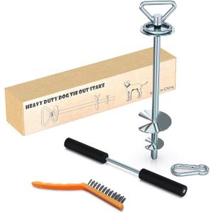 TOMBABY Heavy Duty Quality Dog Stake-Dog Tie Out Stake, Dog Stake Allows Dogs Up to 200 lbs, Dog Stakes for Outside Beach,Camping, Yard, 360 Swivel Dog Anchor | Use for Any Dog Tie Out Cable