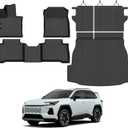 Floor Mats Custom for Toyota RAV4 Hybrid 2026 (Only for Cargo Area with Subwoofer) (Not for Phev) Trunk Mat with Backrest Mat All Weather TPE Full Set Cargo Liners for RAV-4 2026 Accessories, Black