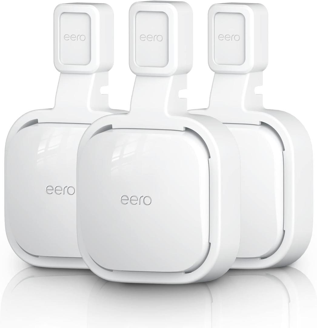 Wall Mount Holder for eero Pro 6e/6 Mesh Wi-Fi System, Outlet Wall Mount Stand Bracket for eero Pro 6e tri-Band Mesh, Wire Organizer (White(3Pack))