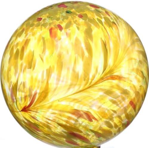 Gazing Ball 10 inch Colorful Glass Gazing Ball for Garden Decor, Yellow