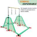Foldable Gymnastics Kip Bar with Rings & Bar Pad, 3 FT–5 FT Adjustable Horizontal Bar for Kids, 7-Level Height, 300 LBS Weight Capacity, Indoor Home Gym Equipment