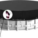 10Ft Round Pool Cover,Heavy Duty Waterproof Round Pool Covers for Above Ground Pools with Ground Nails and Windproof Ropes,Increase Stability&Tear-Resistant, Waterproof and Dustproof, Black