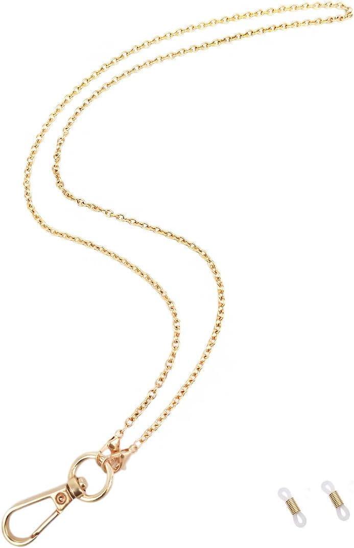 Lanyards for ID Badges Necklace Chain Lanyard for Keys Gold Stainless Steel ID Badge Holder