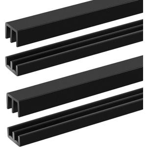 Landical 2 Sets 4FT Sliding Door Track for 1/8" Thick Panels Closet Glass Doors Plastic Cabinet Window Sliding Track (Black)