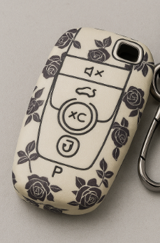Compatible with Ford Key Fob Cover with Leather Lanyard, Car Key Case Shell Protection for Ford Explorer, Fusion Escape F150 F250 F350 F450 F550 Edge 5 Buttons