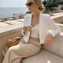 Beninos Womens Casual Blazers Open Front Cropped Blazer Jacket, White, X Small