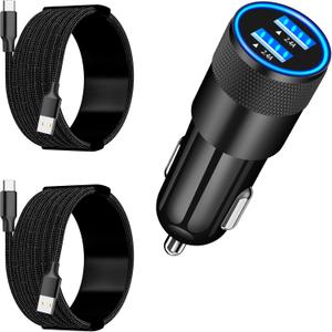 (MFi Certified) iPhone 16 Fast Car Charger, BARMASO 4.8A Dual USB Car Power Cigarette Lighter USB-C Fast Car Charging, 5 Set