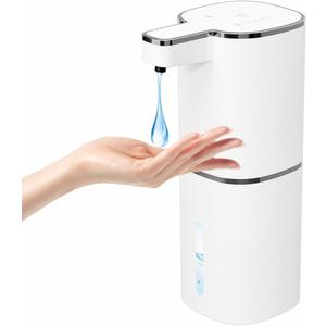 Automatic Liquid Soap Dispenser, Touchless Hand Soap Dispenser, USB Rechargeable, 4 Adjustable Levels, 14.2 oz (420 ml) Large Capacity, for Bathroom, Kitchen & School (White, Liquid)