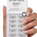 BTArtbox Press On Nails Short - Pathside Lilac, Lamp-Curable 4-Week Wear Flower White Almond Press On Nails with Glue and Adhesive Tabs, Easy-to-Apply in 16 Sizes - 32 Nails All-in-One Kit