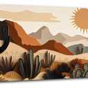 Boho Cactus Wall Art Mid Century Modern Wall Decor for Living Room Beige Geometric Minimalist Picture Abstract Mexican Desert Botanical Mountain Sun Painting Artwork Bedroom Home Decorations 14x48"