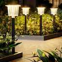 Solar Pathway Lights Outdoor IP65 Waterproof Solar Garden Lights, Bright LED Pathway Solar Light for Outside Yard Path Lawn Walkway Driveway, Two Light Modes Warm/Cool White (8), Black