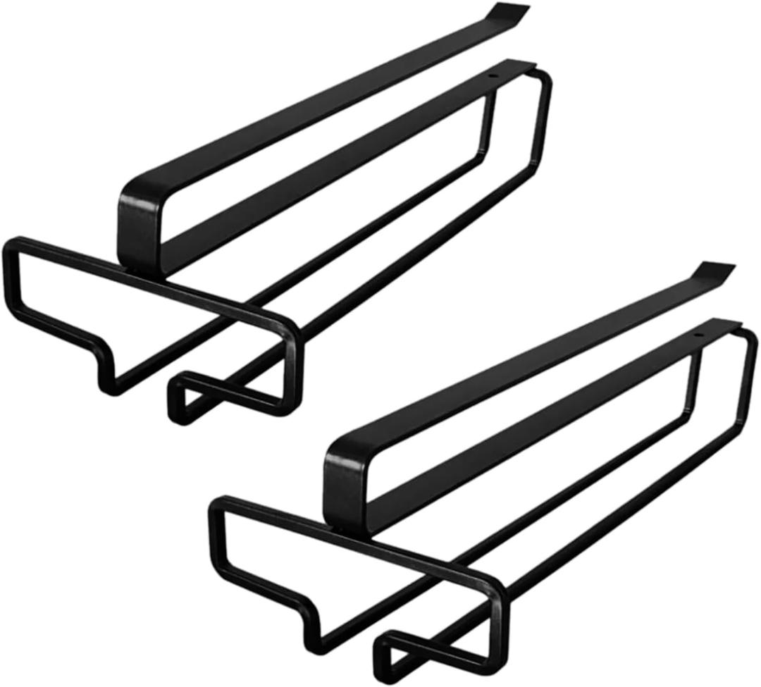 2 Wine Glasses Holder, 10 Inch Punch-free Glass Rack Holder Cabinet Storage Space-Saving for Kitchen Bar Home Wine Lovers (White) (Black)