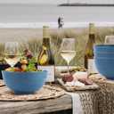 Large Soup Bowl 60 OZ, Wheat Straw Bowl Set of 6, Large Plastic Bowls Rusable, Microwave Safe Big Bowl for Fruit, Salad, Popcorn, Serving Bowls for Kitchen, Picnic, RV - Bule (Blue)