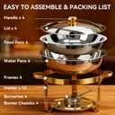 4-Pack Chafing Dish for Buffet Set, 6QT Round 304 Stainless Steel Complete Buffet Warmer Includes Lids, Water Pans, Folding Stands & Clips for Catering, Events, Parties,Gold